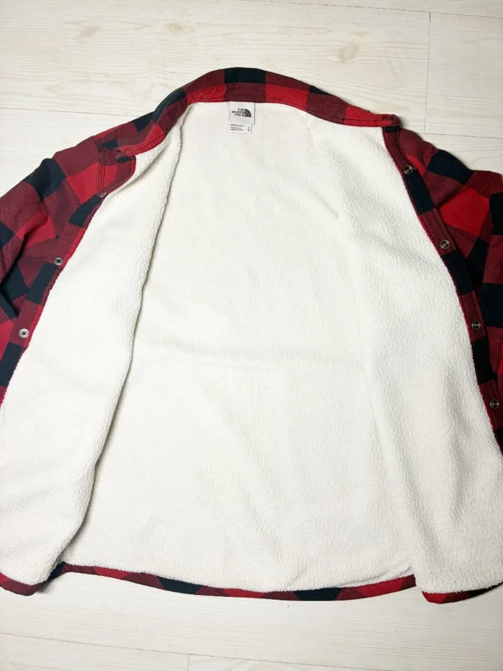 The North Face Men's Campshire Red Black Lined Flannel Shirt Jacket Size Medium